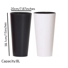 (White, 38.1cm) Planter Plant Pot Flowerpot Tubus Outdoor Garden Balcony Indoor Modern Tall