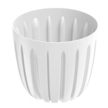 (White, 1.3L (D13.8 x H12.5cm)) Round Flower Pot Planter Grooved Texture Plastic Indoor Outdoor Matt Strong Matt