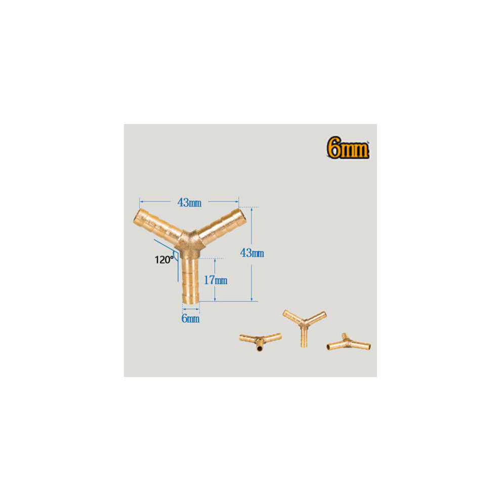 (Y Piece 6Mm) Brass T Y Joiner Various Piece Fuel Hose Gas Joiner Tee Connector (Various Size) 5056697211088