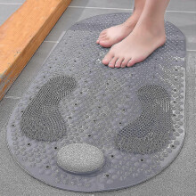 2025 Shower Foot Scrubber Mat with Natural Pumice Stone, Anti Slip Bathtub Mat Massager with Suction Cups Drain Holes