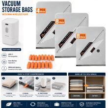 20Pcs Travel Vacuum Storage Bags Electric Air Pump