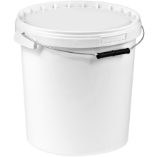 (BucketW_25L_x15) Plastic Buckets Tubs White Transparent Tamper Evident Lids 0.5L 1L 3L 5L 10L 25L