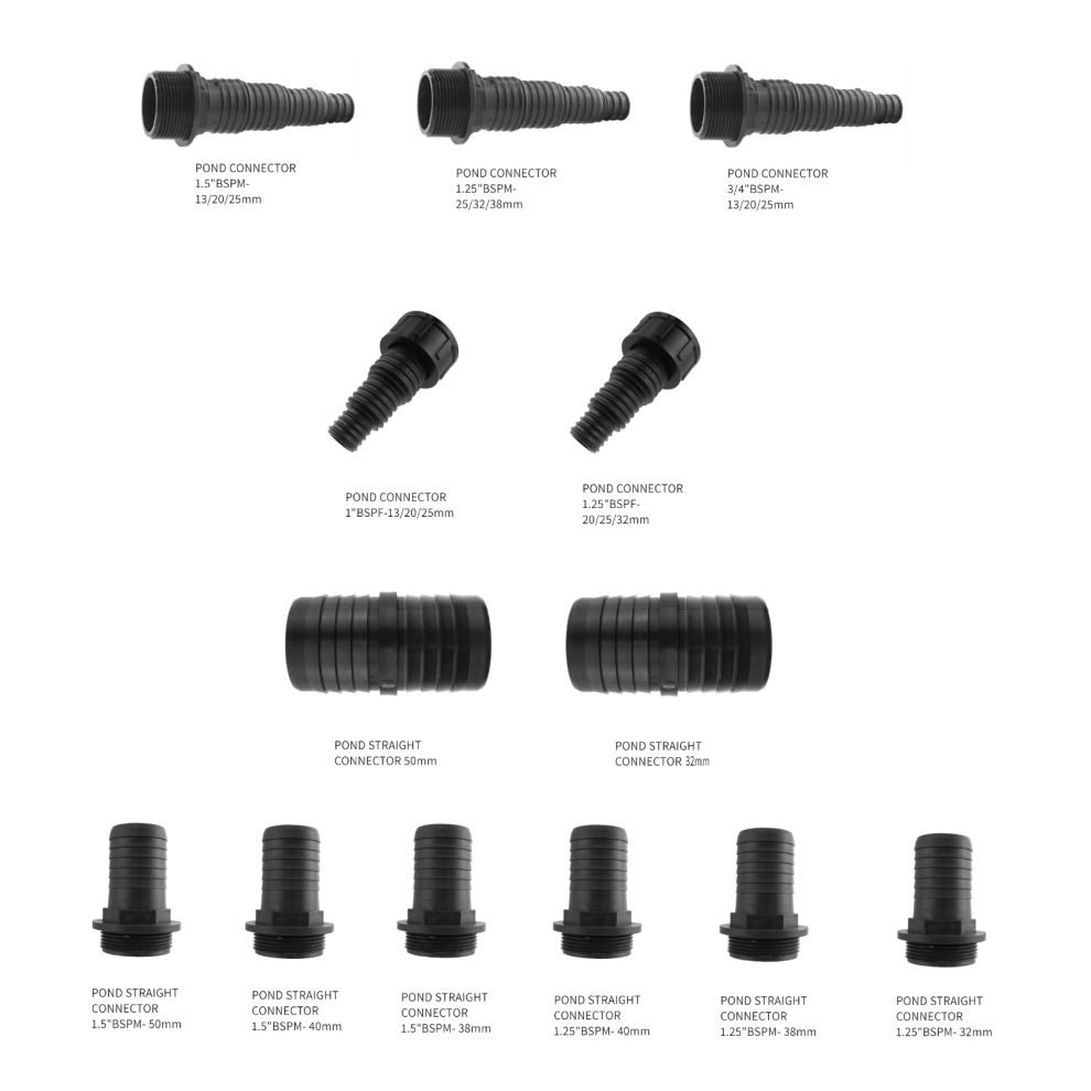 B2c (32Mm - 25Mm (1.25"-1"), Straight Connector) Flexible Pond Hose Pipe Fitting T/Bend/Straight/Tap/Valve/Tee/Elbow/Flow Control