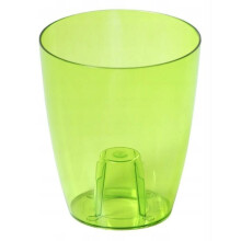 (Green transparent) Plant Orchid Pot Plastic 3 Colours Gloss Oval Planter Transparent Clear 13 cm