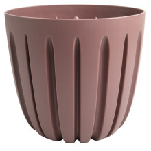 (Marsala, 1.3L (D13.8 x H12.5cm)) Round Flower Pot Planter Grooved Texture Plastic Indoor Outdoor Matt Strong Matt