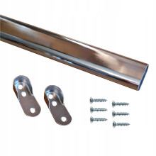 (995mm Rail + Brackets) Wardrobe Rail Oval Hanging Chrome Tube 30x15mm + End Supports + Screws 3 Lengths
