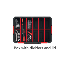 (Box with dividers and lid) Storage Tool Box On Wheels Large Mobile Tray Compartment Stackable Lockable