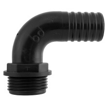 (Elbow 25mm - 1" BSPM Thread) MULTI SIZE HOSE TAIL CONNECTORS FOR CORRUGATED POND PIPE 1" 1.25" 3/4" BSPF BSPM