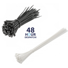 (2,5 x 100 mm, Wzip_2,5x100_10) Cable Ties Black White 100/140/200/250/300mm Nylon Zip Tie Wraps Strong 11 Sizes