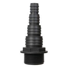 (1.5" BSPM - 20/25/3240mm) MULTI SIZE HOSE TAIL CONNECTORS FOR CORRUGATED POND PIPE 1" 1.25" 3/4" BSPF BSPM
