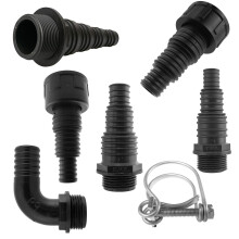 (1.5" BSPM - 13/20/25mm) MULTI SIZE HOSE TAIL CONNECTORS FOR CORRUGATED POND PIPE 1" 1.25" 3/4" BSPF BSPM
