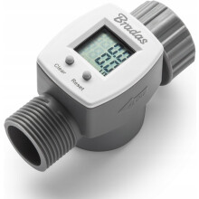 (3/4" BSPM - F) Water Flow Meter Garden Tap Counter Measure with Quick Connect to Hose Outlet