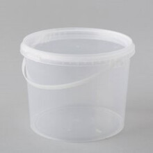 (BucketTransp_3L_x50) Plastic Buckets Tubs White Transparent Tamper Evident Lids 0.5L 1L 3L 5L 10L 25L