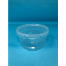 (BucketW_0.55L_x100) Plastic Buckets Tubs White Transparent Tamper Evident Lids 0.5L 1L 3L 5L 10L 25L