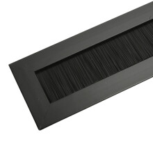(Black, 51mmx180mm) Worktop Hole Cable Cover Grommet Rectangle Furniture PC Tidy Passage TV Cable