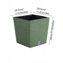 (Earth green, 300mm - 12") Square FURU Style Look Planter Tall Flower Plant Pot Indoor Outdoor Garden Decor
