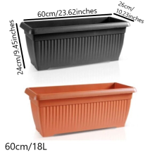 (Anthracite, 60cm) Balcony box Trough Plant Pot Plastic Bel Garden Patio Planter Terra 60 70 80cm