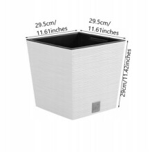 (White, 300mm - 12") Square FURU Style Look Planter Tall Flower Plant Pot Indoor Outdoor Garden Decor