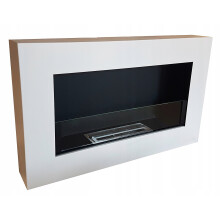 (With Glass Panel) Bio Ethanol Fireplace Biofire Fire B2C White Matt 650 x 400 FLAT BACK ANY WALL