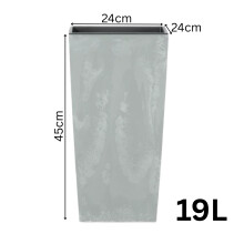 (Concrete, H45cm/W24cm) Tall Planter Plant Pot Square Concrete Effect Flower Indoor Outdoor Garden Patio