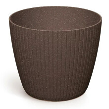 (ECO coffee, 3.9L (W198mm x H 172mm)) Round Flowerpot Planter Cover Vertical Grooves 20% Wood Plastic Modern Elegant