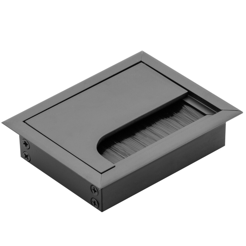 Gtv (, 80Mm X 100Mm) Worktop Hole Cable Cover Grommet Rectangle Furniture Tv Cable Pc Tidy Passage Black