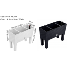 (Anthracite, L 60cm H 46cm) Raised Planter Plant Pot On Legs Rattan Large White Anthracite Flower Box 60 80