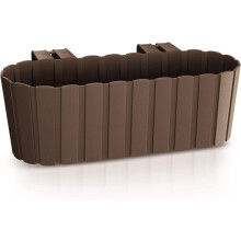(Brown) Window Box Hook Flower Pot Planter 4 Colours Rustic Slat Farm House Design UK