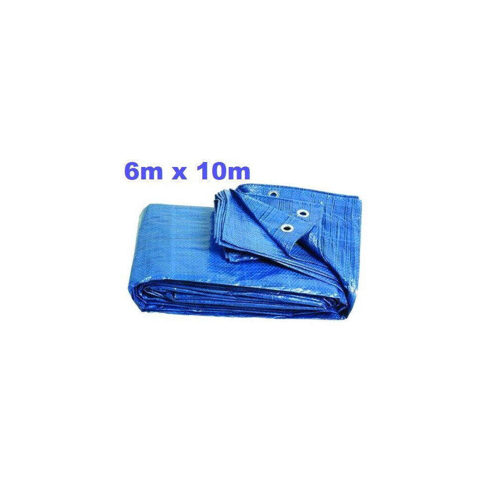 (6 X 10M) Tarpaulin Tarp Sheet Cover Blue Waterproof Ground Camping Multipurpose Furniture 5056697298614