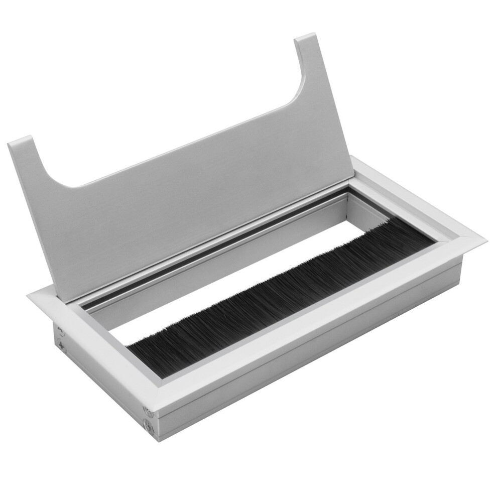 Gtv (Aluminium, 80Mm X 160Mm) Worktop Hole Cable Cover Grommet Rectangle Furniture Tv Cable Pc Tidy Passage