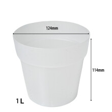 (1L (D124mm x H114mm)) Round Flowerpot Seedling Planter Drainage Hole Grower Pot Transparent 5 Size