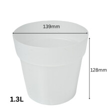 (1.3L (D 139mm x H128mm)) Round Flowerpot Seedling Planter Drainage Hole Grower Pot Transparent 5 Size