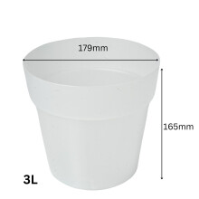 (3L (D 179mm x H 165mm)) Round Flowerpot Seedling Planter Drainage Hole Grower Pot Transparent 5 Size