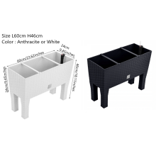 (White, L 80cm H 62cm) Raised Planter Plant Pot On Legs Rattan Large White Anthracite Flower Box 60 80