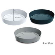 (White, 38cm ) Round Plastic Water Plant Pot Saucer Trays Grey White Anthracite 8 sizes 10-38cm