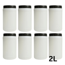 (12x 2L Round Barrel) PLASTIC STORAGE JARS HDPE | SCREW TOP | FOOD CONTAINERS | VARIOUS SIZES BPA FREE