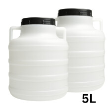 (2x 5L Round Barrel) PLASTIC STORAGE JARS HDPE | SCREW TOP | FOOD CONTAINERS | VARIOUS SIZES BPA FREE