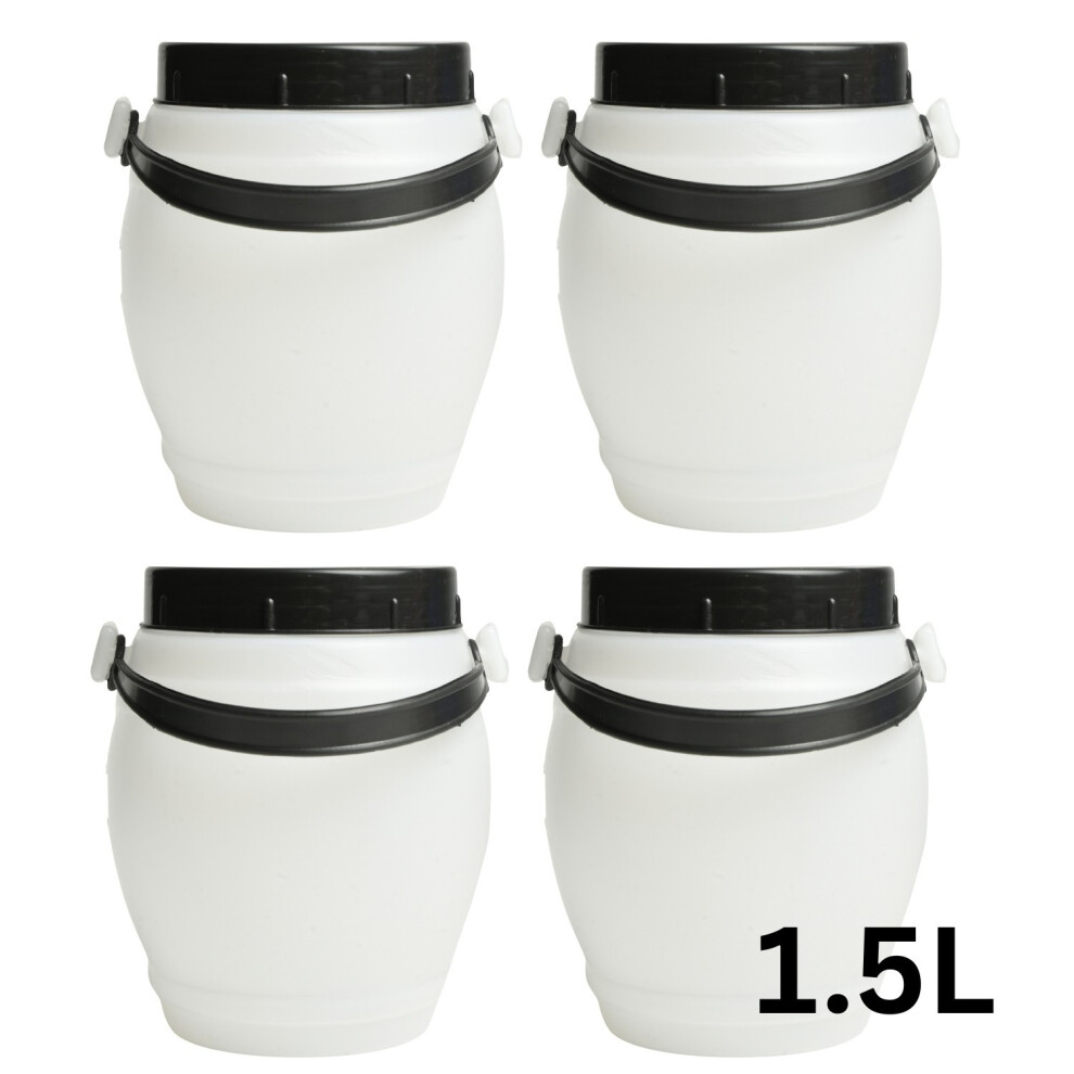 (4x 1.5L Handle Barrel) PLASTIC STORAGE JARS HDPE | SCREW TOP | FOOD CONTAINERS | VARIOUS SIZES BPA FREE-image-OPC-PTWN9G2-NEW