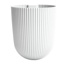 (White) Wall Mounted Flower Pot Planter Plastic Hanging Basket Grooved Texture