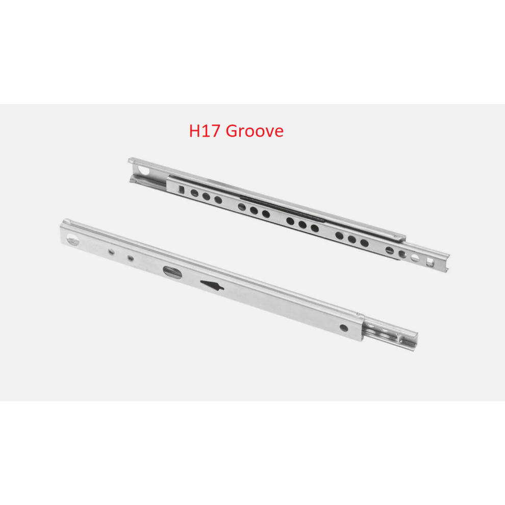 Gtv (H17 Groove (17Mm), 406Mm) Drawer Runners Heavy Duty Steel Ball Bearing Soft Close Push To Open Up To 100Kg