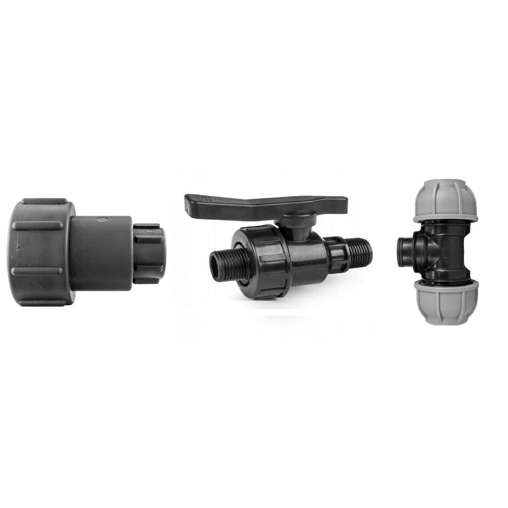 (32Mm Valve + Tee) Ibc Tank To Mdpe 20 25 32 Extender Outlet Fitting S60x6 Tee Straight Elbow Valve 5056697219541