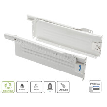(118mm, 350mm) Kitchen Metal Drawer Box Sides / Kitchen Roller Runners (all sizes) White