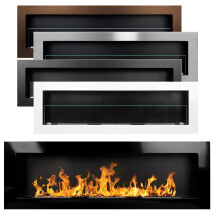 (Stainless Steel without glass) Bio Ethanol Fireplace Biofire Fire Wall Glass Modern Stylish 1400 x 400 5