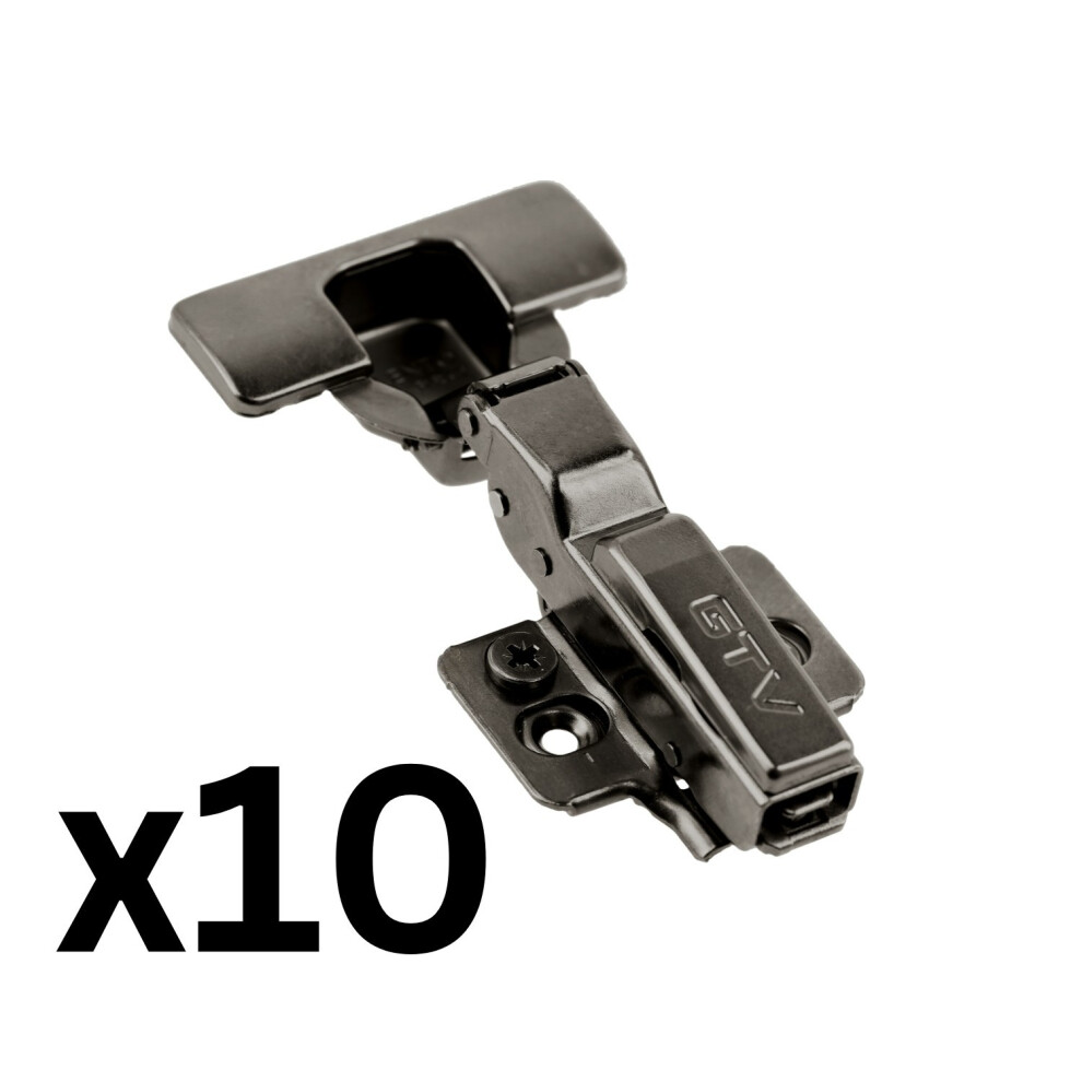 Gtv (10Pcs) Half Overlay Hinge Soft Close Cabinet Furniture Door Hinges 35Mm Silent Black