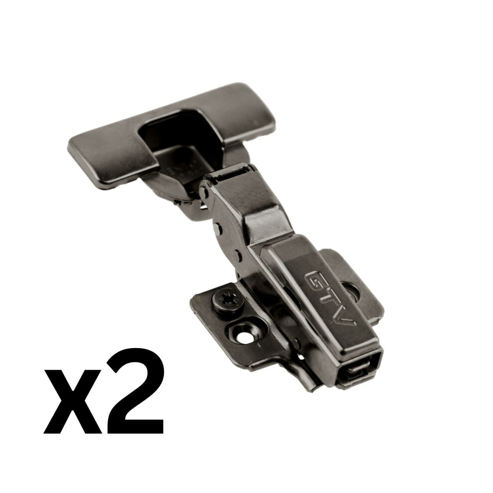 Gtv (2Pcs) Half Overlay Hinge Soft Close Cabinet Furniture Door Hinges 35Mm Silent Black