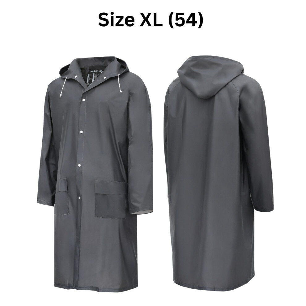 Gtv (Xl (54)) Waterproof Pvc Raincoat Unisex Men's Women's Adult Long Rain Jacket Hooded Coat