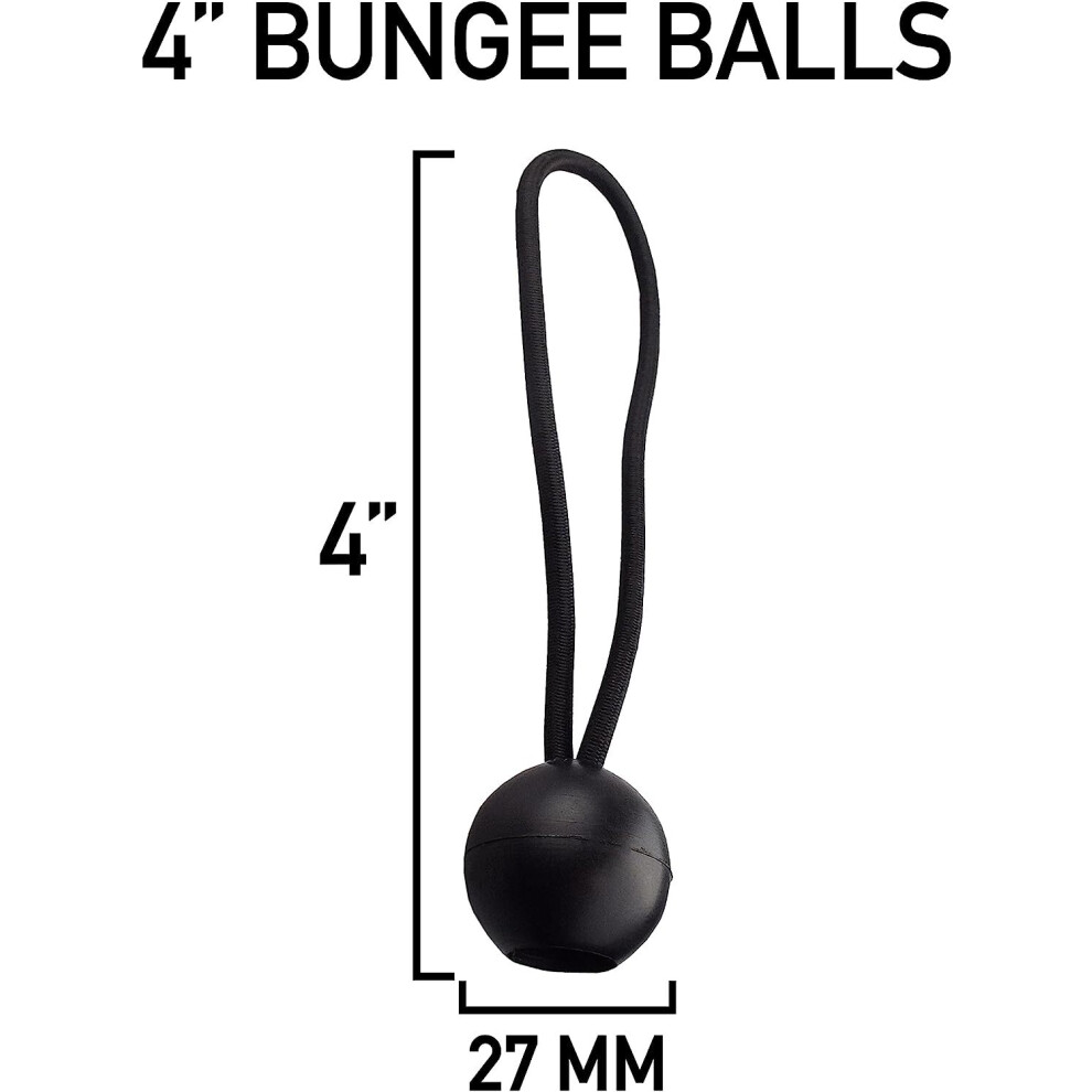(6", 10) Bungee Ball Elastic Cord Black Loop Shock Cords Easy Fix Ties Tarp Tent Canopy 5056697201867