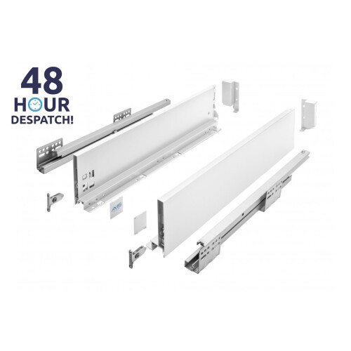 GTV (199mm - Extra Large, 40cm) UltraSlim AXIS PRO Soft Close White Kitchen Drawer Box Sides Drawer Runners