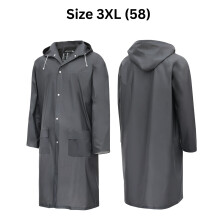 (3XL (58)) Waterproof PVC Raincoat Unisex Men's Women's Adult Long Rain Jacket Hooded Coat