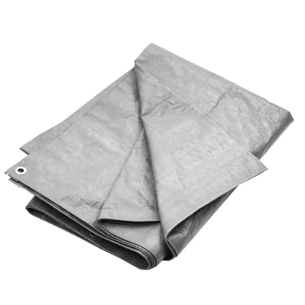 (2 X 4M) Tarpaulin Tarp Sheet Cover Grey Waterproof Ground Camping Multipurpose 80Gsm 5063873022604